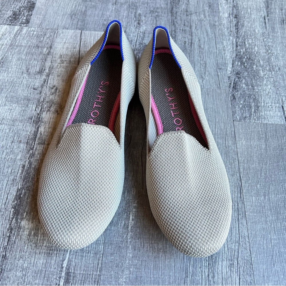 Rothy’s Double Stitched Cream Beige Flats Size 8